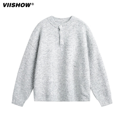 Viishow American Henry Collar Sweater Men's Autumn and Winter 2025 New Warm Sweater Jacket with Sweater Inside Carbon Gray XL