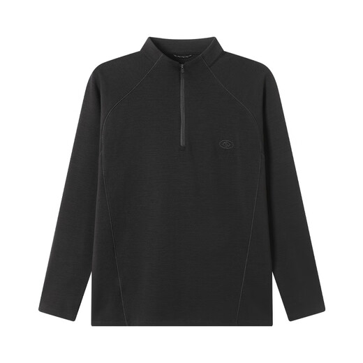 Made in Tokyo 25 autumn and winter men's merino wool plus fleece T-shirt warm, sweat-absorbent and deodorizing sports long-sleeved black XL