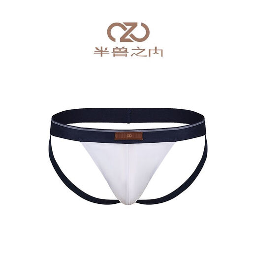 Half-Beast Charming Elegy Fresh Seaman Thong Men's Couple Briefs Super Sexy Double Butt White Wave M