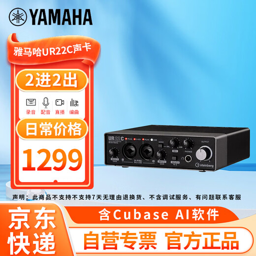 YAMAHA UR22C professional recording sound card 2 in and 2 out dubbing audiobook recording guitar arrangement recording studio external sound card Tencent conference online video conferencing sound card