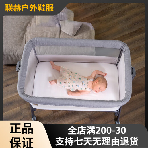 Cam IL MONDO DEL BAMBINO Made in Italy imported crib spliced large bed mobile folding multi-functional portable newborn crib + mattress + mosquito net dark gray T163