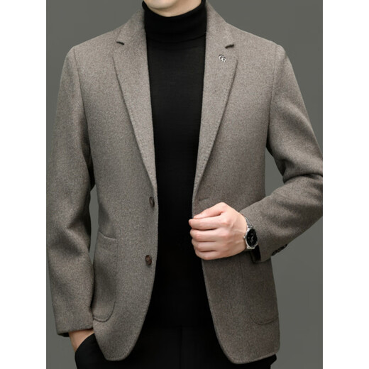 AX autumn and winter thickened wool suit jacket men's Armani style business casual woolen jacket black M 170 90-120Jin Jin equals 0.5 kg