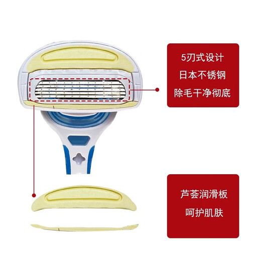 Beiyin imported women's 5-layer epilator private armpit hair shaver shaving razor without sting (pack of 3) blue