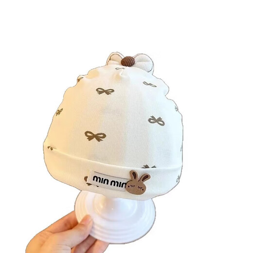 Шапочка для плода из чистого хлопка для новорожденных, тонкая детская шапочка на весну и осень с бантом в горошек, бескостная шапочка для головы ребенка и родничка, рекомендуется для детей 0–6 месяцев (высокая эластичность).