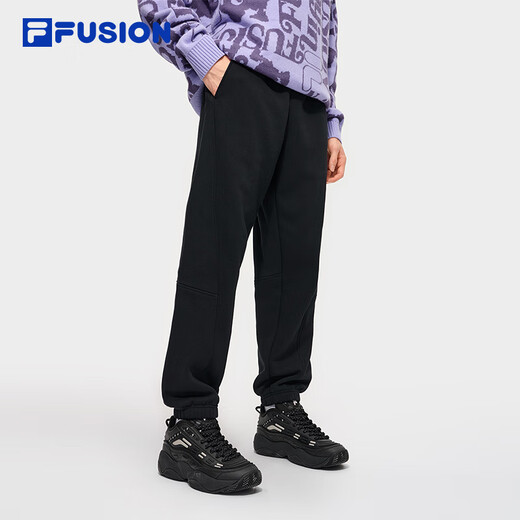 FILA FUSION official trendy brand knitted velvet trousers for men 2025 winter casual loose cuffed trousers
