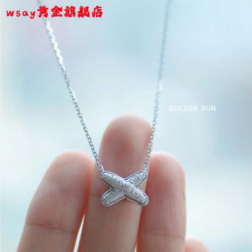 WSAY18/k sand gold diamond l stone chain new style French cross full diamond happy relationship life rose silver type S cross full diamond necklace silver