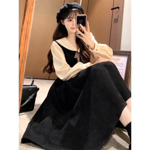 Xiang Ge's 18-year-old adult ceremony dress for girls, light luxury, high-end autumn and winter 18-year-old girl, high school student graduation holiday two-piece skirt, black M