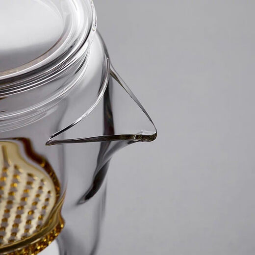 Light luxury water set, high borosilicate heat-resistant glass tea set, teapot, household tea water separation teapot, good-looking yellow teapot + two cups for free