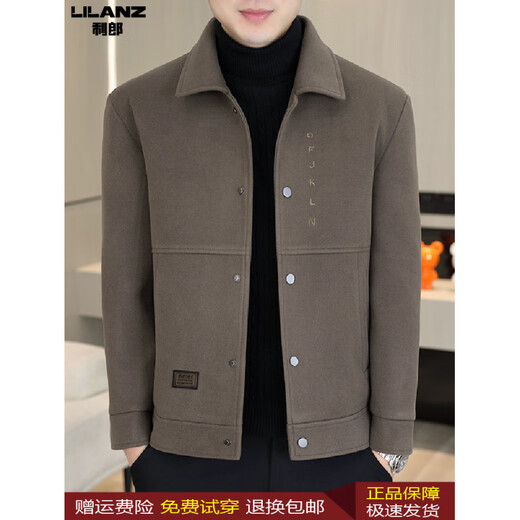 Lilan men's autumn and winter clothing new men's woolen casual jacket short woolen jacket warm top trendy black 2XL (recommended 140-155Jin Jin equals 0.5 kg)