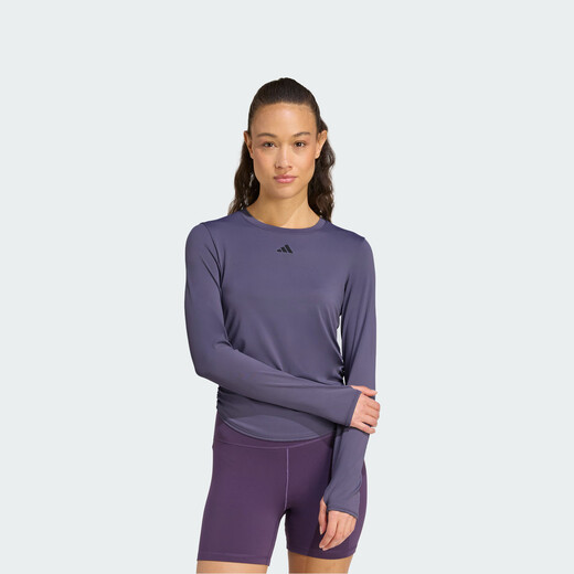 Adidas Jin Chen's same ALL ME training long-sleeved skin-friendly soft yoga Pilates T-shirt Adidas Soft Violet L