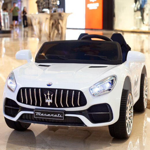 No Angel children's electric car four-wheel car can seat two people, a large remote-controlled off-road toy car for men and women, a new baby car, top with red four-wheel drive + 12V7 large battery + leather seat, remote control + self-driving + music + lighting + Bluetooth
