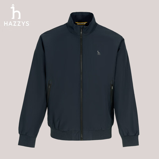 HAZZYS Men's Spring and Autumn Casual Jacket Water-Repellent Stand Collar Sports Jacket Men ASVZU0BCUD4 Navy Blue NV M (170/92A 46)