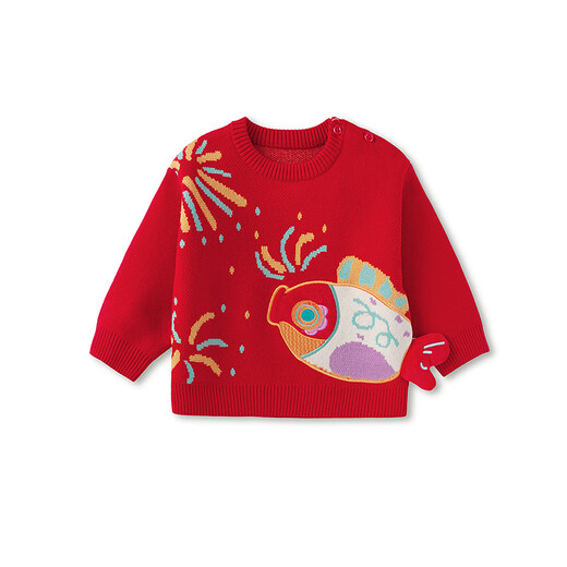 Balabala children's clothing children's sweaters boys and girls sweaters baby baby 2025 new winter round neck pullover sweater New Year's clothing