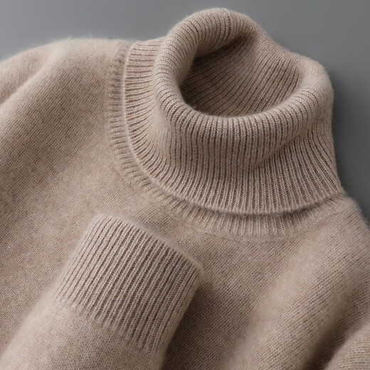 ROMON Autumn and Winter Pure Wool Sweater Men's Turtle Collar Thickened Solid Color Sweater Business Casual Loose Pullover Knitted Bottom Raw Cashmere Camel Turtle Collar M Recommended 120-130 Jin Jin equals 0.5 kg