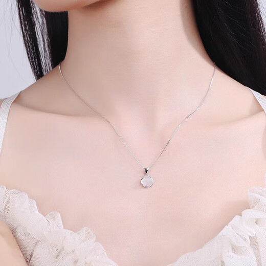 MZMZ platinum necklace for women pt950 platinum clavicle chain new accessories Valentine's Day birthday gift for girlfriend and wife local warehouse/next day delivery - light luxury chalcedony necklace for women