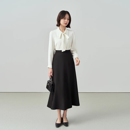 Lady Bird black professional skirt female interview autumn and winter high-end suit a-line skirt umbrella skirt commuting formal skirt commuting