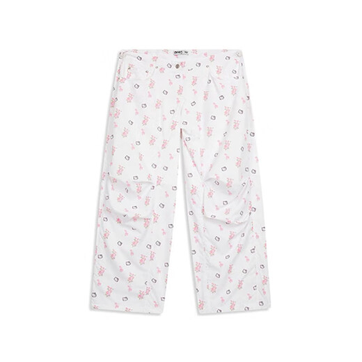 Authentic Korean Jennie Bae Zhuhyun same style open yy joint Kitty workwear wide-leg paratrooper casual trousers white kitty jennie Bae Zhuhyun same style S