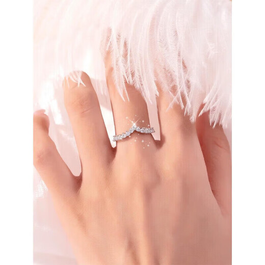 DR moissanite ring V-shaped row of diamonds stacked ring D color diamond ring versatile wedding row of diamond tail ring V-shaped stacked row of moissanite diamonds 10