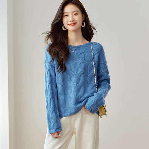 Shexi (Srcr) short lazy twist 100% cardigan sweater women's autumn and winter high-end cable loose knitted bottoming sweater