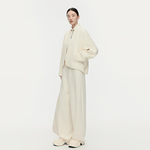 AUM Easy Suit 2025 Winter New Women's Clothing Temperament Wool Cotton Light Texture Knitted Jacket Trousers Half Skirt White Skirt S