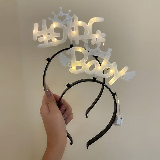 Internet celebrity happy birthday luminous crown headband birthday party photo atmosphere props luminous light birthday hat happy birthday luminous headband