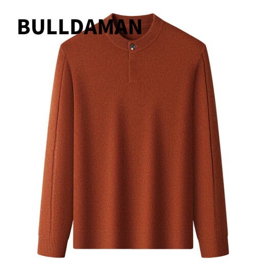 BULLDAMAN old money style Henry bottoming shirt for men 2025 winter new casual fashion basic version sweater solid color sweater black M