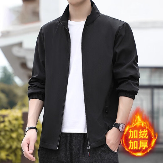 Semir trendy brand men's baseball collar jacket spring and autumn 2025 new casual versatile trendy zip top 8302 black plus velvet and thick section L recommended 105-119 Jin Jin equals 0.5 kg