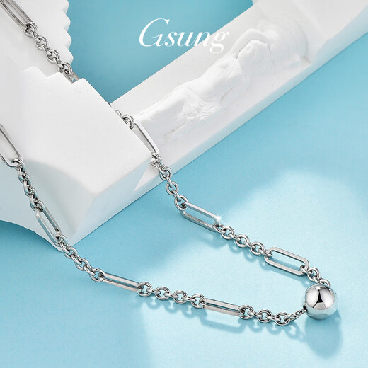 Platinum women's chain with ball Bing PT950 cross necklace fashionable platinum necklace women's O-shaped chain bead pendant. Priced by gram, please contact customer service before bidding for gold price.