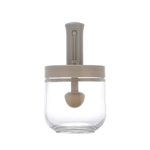 New glass seasoning jar telescopic spoon sealed seasoning integrated moisture-proof kitchen seasoning bottle household MSG salt shaker set new seasoning jar single piece 300ml