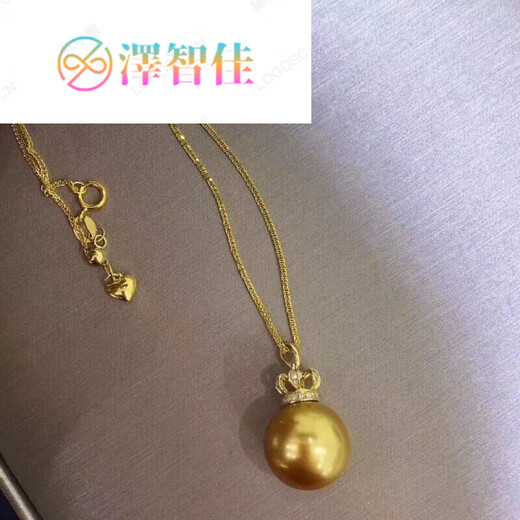Zezhijia (zezhijia) G1811-12mm seawater South Sea gold bead necklace thick gold espresso crown pendant necklace light luxury 11-12mm