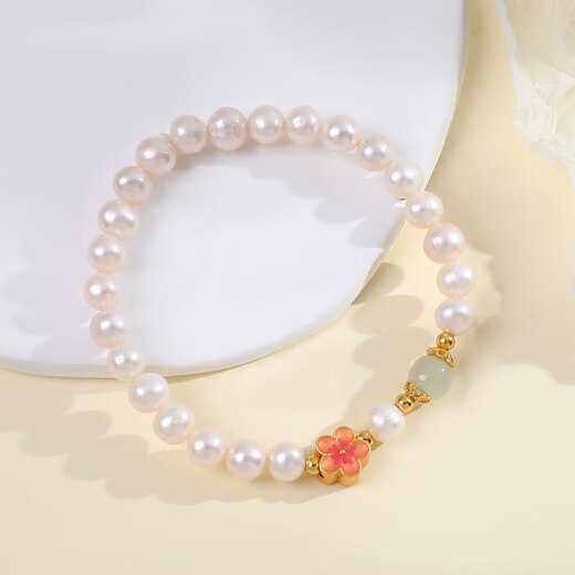 Star's same natural freshwater pearl retro plum blossom beaded girl's bracelet Valentine's Day gift jewelry bracelet flower pearl bracelet