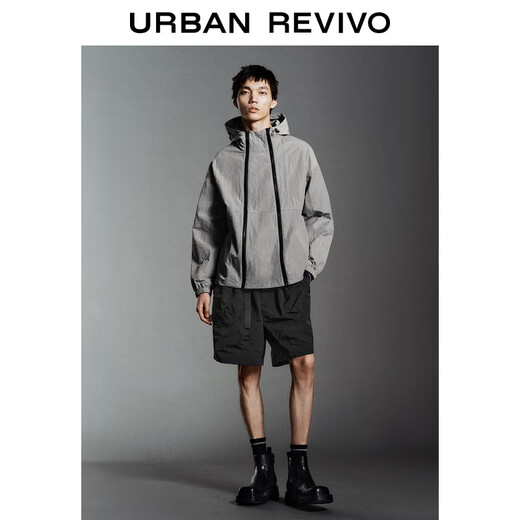 UR2025 новая осенняя мужская модная повседневная супер свободная блузка с двойной молнией UMV250065 теплого серого цвета M (M-L)