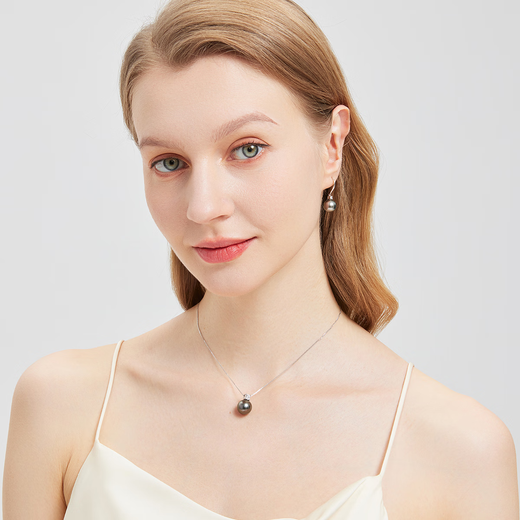 LAPRAFANY elegant Princess Diana natural sea water Tahitian black pearl pendant necklace 18K gold diamond single malachite green pendant 12-13mm specially selected black and green free 18K necklace