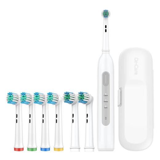 Oral-B universal brush head electric toothbrush for adults/students rotating type 3D fully wrapped tooth cleaning round head whitening gum protection holiday gift for boys and girls white (6 brush heads + travel box)