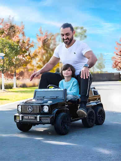 Other Homes Two-seater big G children's electric car four-wheel remote control car child off-road stroller baby toy car can seat adults parent-child ride together dual throttle black four-wheel drive Chaowei portable 12V703 electric drive + SF Express