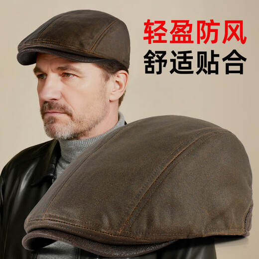 SOMUBAY (SOMUBAY) new autumn and winter dad hat men's lightweight breathable beret middle-aged and elderly grandfather retro fashion warm forward hat brown one size (55-59CM)