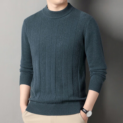 Deer King Optim Cashmere Sweater Men's Sweater 2025 Winter New Thickened Half-Turtle Collar Bottoming Sweater 100 Pure Cashmere Sweater Light Gray Blue M 165 Recommended Weight 100-120Jin Jin is equal to 0.5 kg