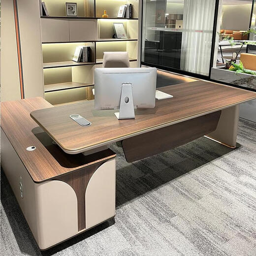 Aesthetic school new Chinese style solid wood desk North American walnut light luxury high-end executive desk modern simple boss desk size customization (contact customer service)