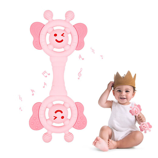 Teether, baby food grade silicone latex toothbrush, chewing gum molar stick, chewing teether, anti-eating hand teether, pacifier, crab, blue, 1 pack