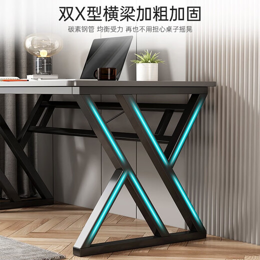 Computer table desktop home e-sports table simple light luxury office desk bedroom student study table writing desk double X type white marble 100*60*75cm