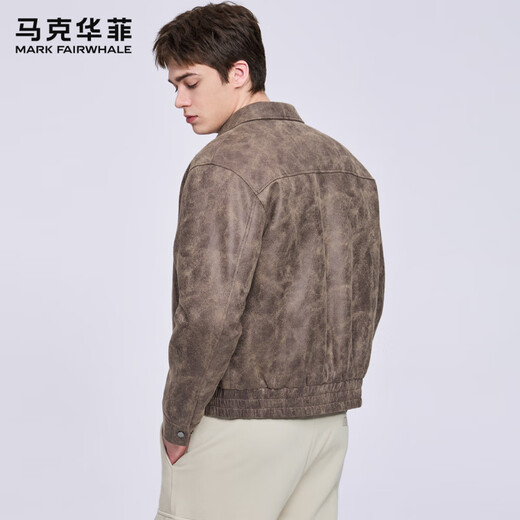 Mark Huafei Down Liner PU Leather Jacket Men's 2025 Autumn and Winter New American Warm Lapel Jacket Leather Jacket 7009 Red Brown 314 S 165