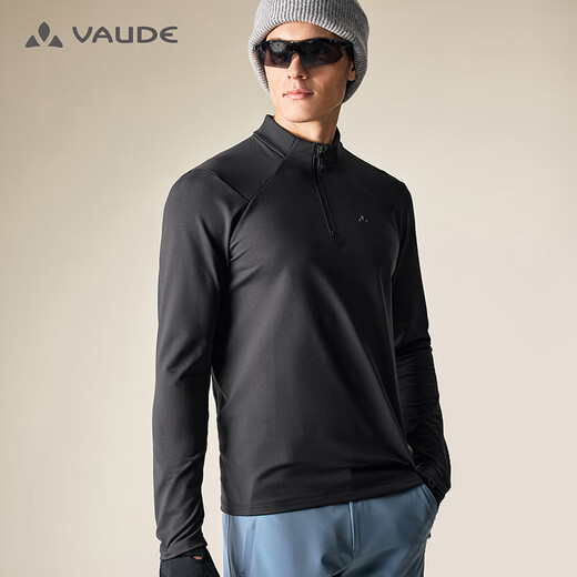 VAUDE autumn and winter new product polartec fleece long-sleeved warm T-shirt outdoor sports sweat-wicking breathable bottoming shirt for men VAUDE black L