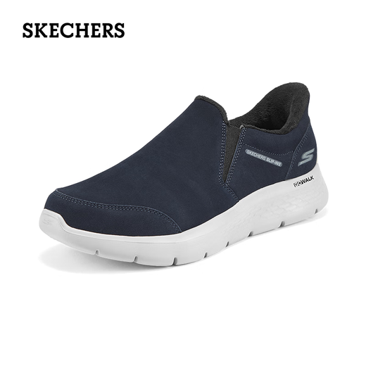 Skechers walking shoes for men, velvet and warm, 2025 autumn and winter new style, comfortable, casual, flash-on shoes 216918