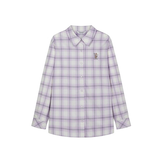 Teenie Weenie Bear Women's Shirt 2025 Autumn New Fun Embroidered Colorful Plaid Lapel Shirt