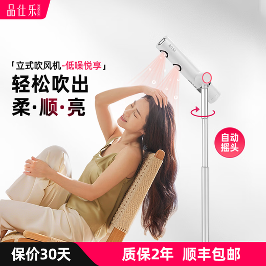 Pinshile vertical hair dryer household constant temperature hot and cold negative ion hair care high-power quick-drying hands-free folding wireless remote control dual air outlets Haoyuebai (high-speed and low-noise shaking head version)