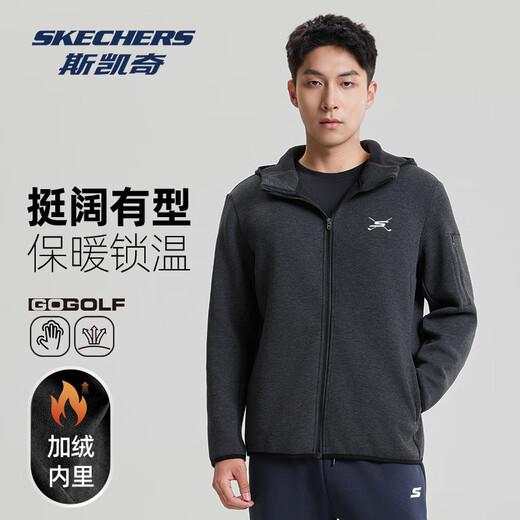 Skechers men's jacket 2025 autumn new velvet thickened warm autumn zipper fleece cardigan sweatshirt