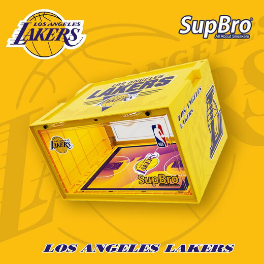 Shoe box NBA co-branded Los Angeles Lakers Warriors Heat peripheral sneakers side opening storage box 38x28 points 5x22 points 5cm SupBrox NBA Celtics version LED voice-activated version 1
