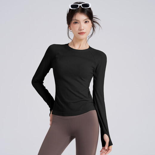 LULULMCCTN sports long-sleeved women's quick-drying yoga wear T-shirt running Pilates professional training fitness top white M