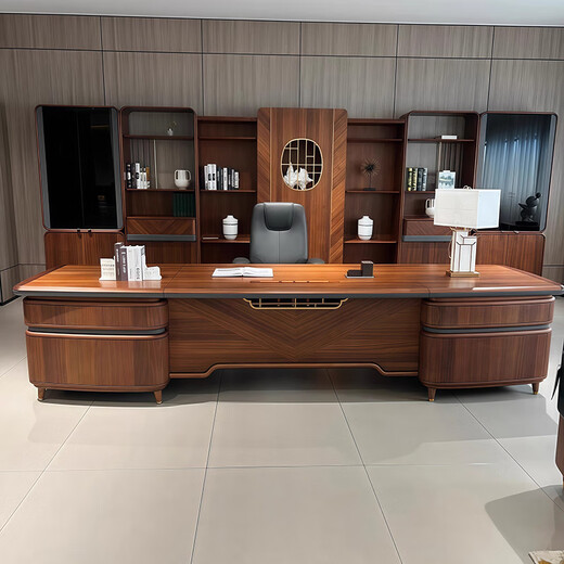 Solid wood executive desk boss desk light luxury modern simple black walnut general manager office high-end 2.2 meter desk black walnut