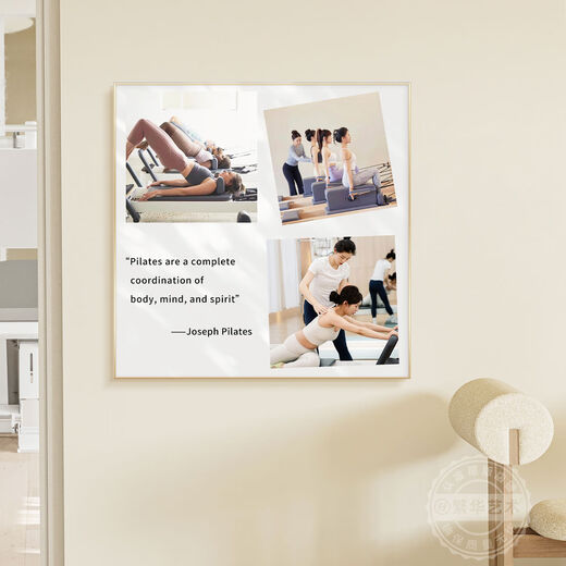 Yusenyi Pilates training classroom cultural wall promotion decoration gym yoga studio body shaping advertising hanging picture FZW01401 60*60m black aluminum alloy frame crystal porcelain painting without light